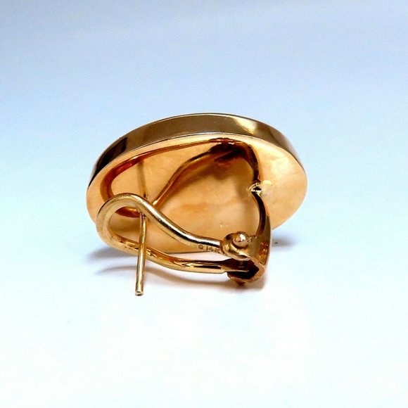 14kt Gold Cross Thread Deco Oval Frame Earrings Om - Picture 2 of 6